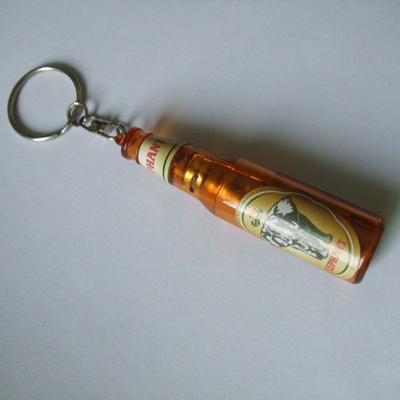 Customized Bottle Shape Mini Projection Key Chains LED Flashlight Advertising LED Projector Keychain Promotional Gifts