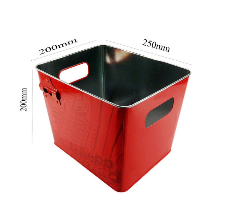 Galvanized Metal Rectangular Tin Ice Bucket Cooler Beer Beverage Wine Ice Buckets With Bottle Opener