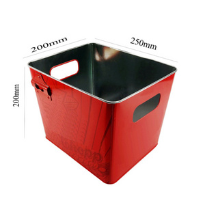 Galvanized Metal Rectangular Tin Ice Bucket Cooler Beer Beverage Wine Ice Buckets With Bottle Opener