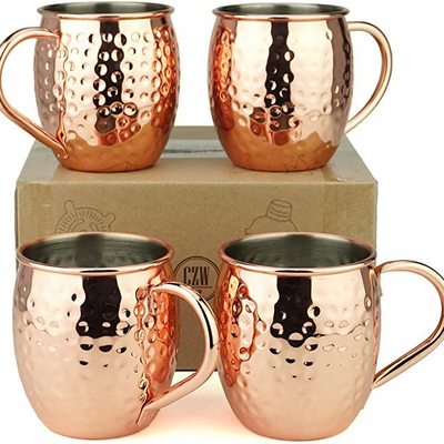 Wholesale 18oz Custom Plating Stainless Steel Travel Wine Cup Beverage Beer Martini Bar Copper Moscow Mule Hammered Mug