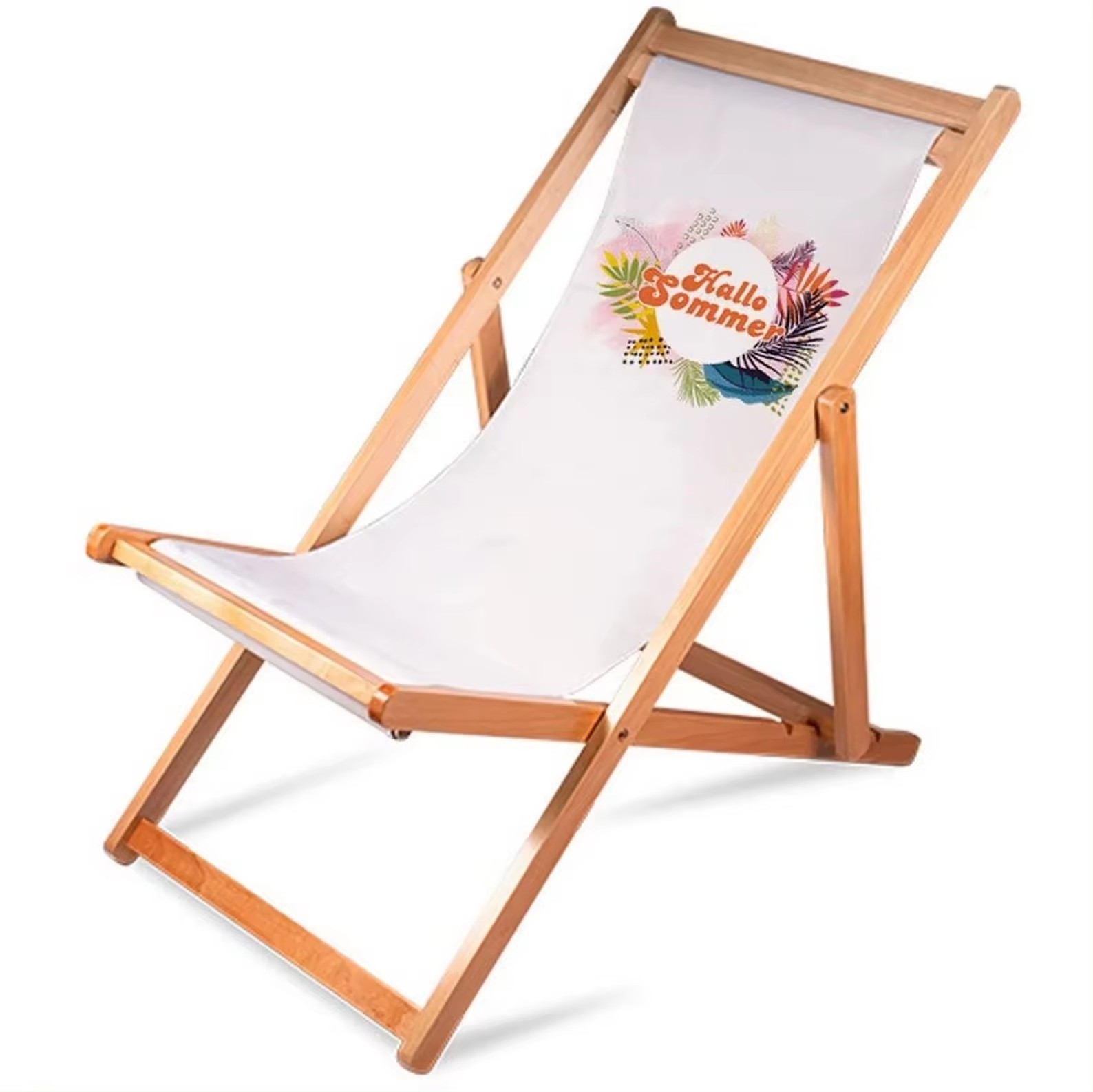 Modern Adjustable Beach Chair for adults Foldable Lightweight Wooden Lounge Chairs Outdoor