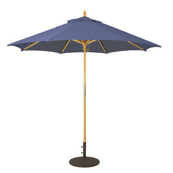 Custom Size Wooden Market Umbrella with Tilt Hawaiian Beach Parasol  Push Open Pin Stop Wooden Polyester Fabric Sunshade Parasol