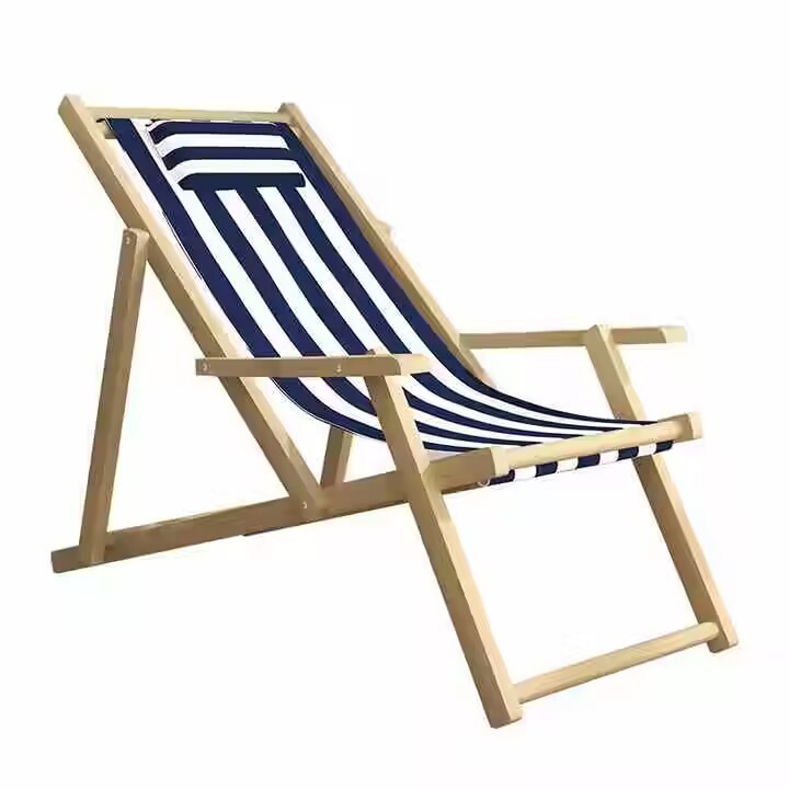 Custom Brand Logo High Quality Outdoor Chairs Wooden Foldable Sea Beach Chair