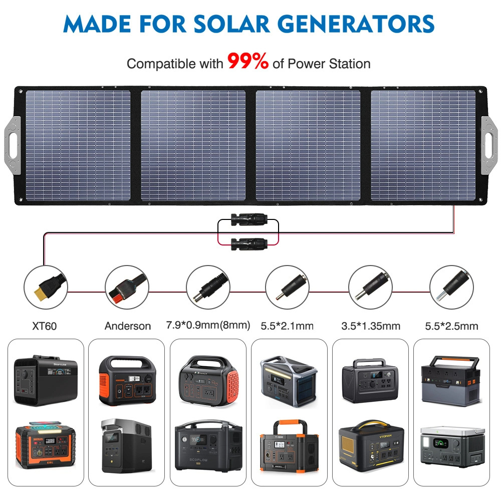 Warehouse IP65 Waterproof Portable Foldable 400W ETFE Flexible Solar Panels 100W-200W Mono Solar Panel Kit Portable Solar System