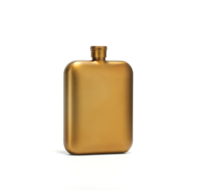 Gold Hip Flask Pocket Flagon Camping Wine Pot Stainless Steel 6oz Metal Whisky Flask