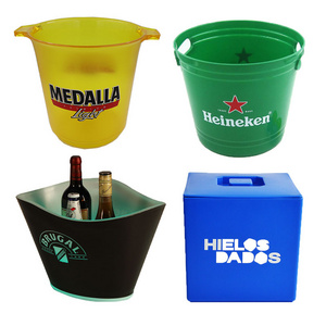 Wholesale Bucket 6 Bottles Beer Champagne Clear Acrylic Drinking Plastic Ice Buckets Coolers