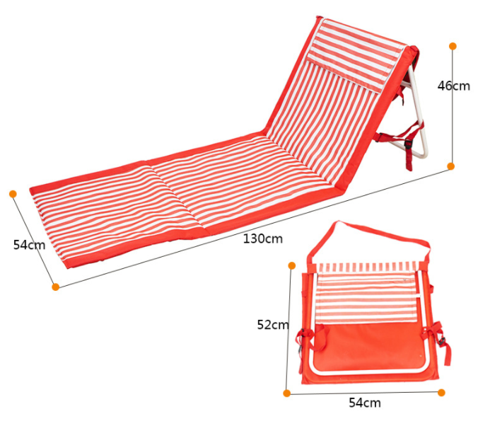 Portable Folding Beach Lounger Mat Outdoor Multi-position Beach Mat Chair with Adjustable Backrest