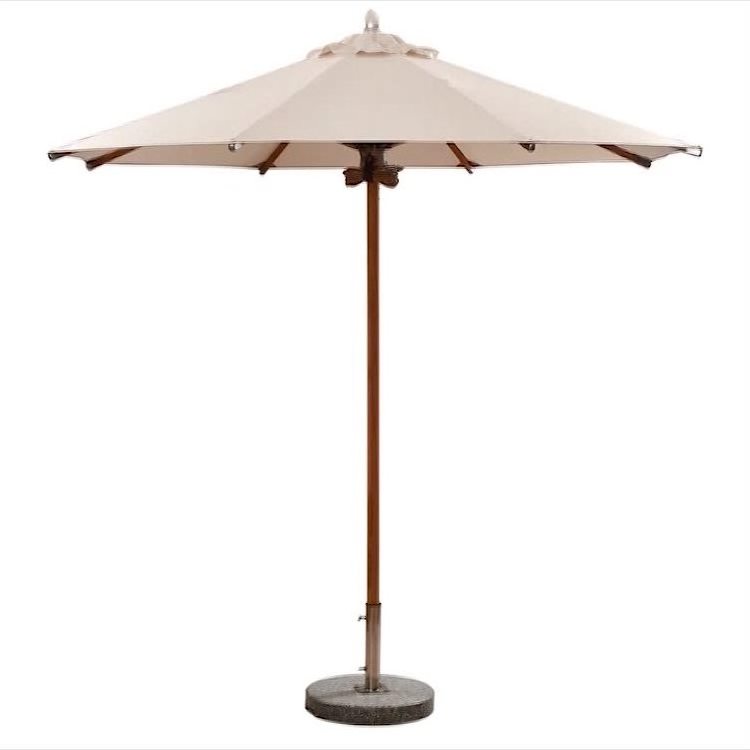 8 Ribs Market Umbrella 10Ft Outdoor Patio parasol with Pulley Lift frames wooden umbrella