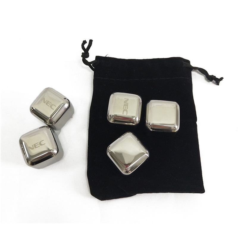 Reusable Metal Cold 304 Stainless Steel Dice Whiskey Stone Ice Pack Cube With Lid