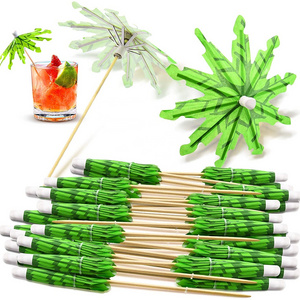 Drink Umbrellas Parasol Cocktail Umbrellas Sticks with Wood Toothpicks for Summer Cupcake Toppers Umbrella Handmade Sticks