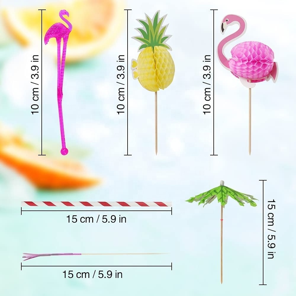 Cocktail Party Decorations Flamingo Cocktail Stirrers Sticks Paper Umbrella Sparkle Foil Tree Stick for Party Accessories