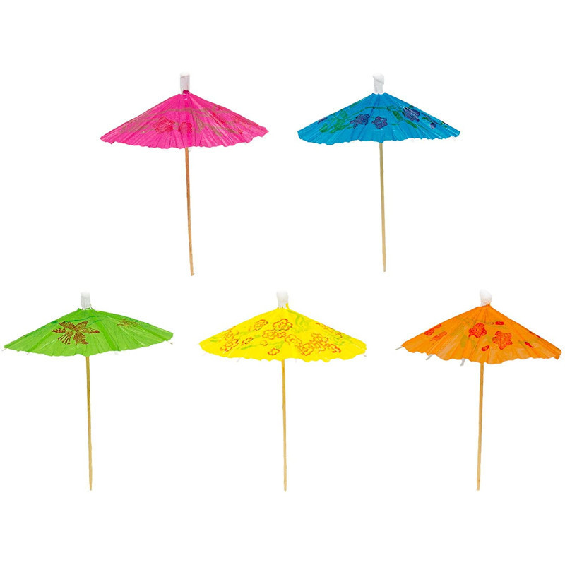 Wood Cocktail Drink Picks Party Decorative Parasol Umbrella Cocktail Wooden Sticks For Promotional