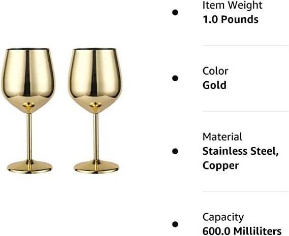 Wholesale Gold Metal Stainless Steel Unique Wine Glasses Margarita Wine Cup Martini Glass Goblets