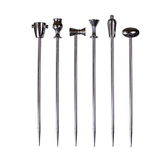 Bartender Tools Custom Stainless Steel Cocktail Pick Sword Zinc-alloy head Cocktail Toothpick Fruit Martini Picks