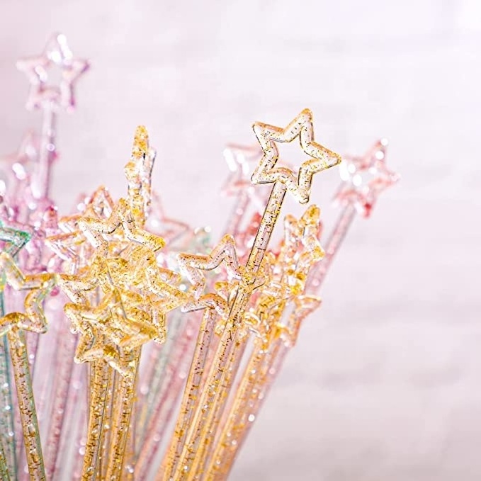 9.1 Inch Swizzle Sticks Cocktail Glittery Mixed Color Stirrers Sticks for Bar Disposable Plastic Star Top Crystal Swizzle Sticks