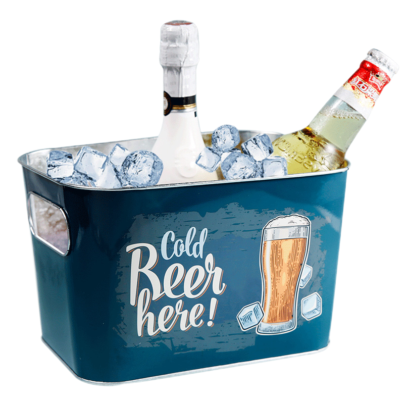 Round square oval 1L 3L 5L 6L 8L 10L 15L 20L 30L custom logo heat transfer silk printing galvanized metal beer ice bucket