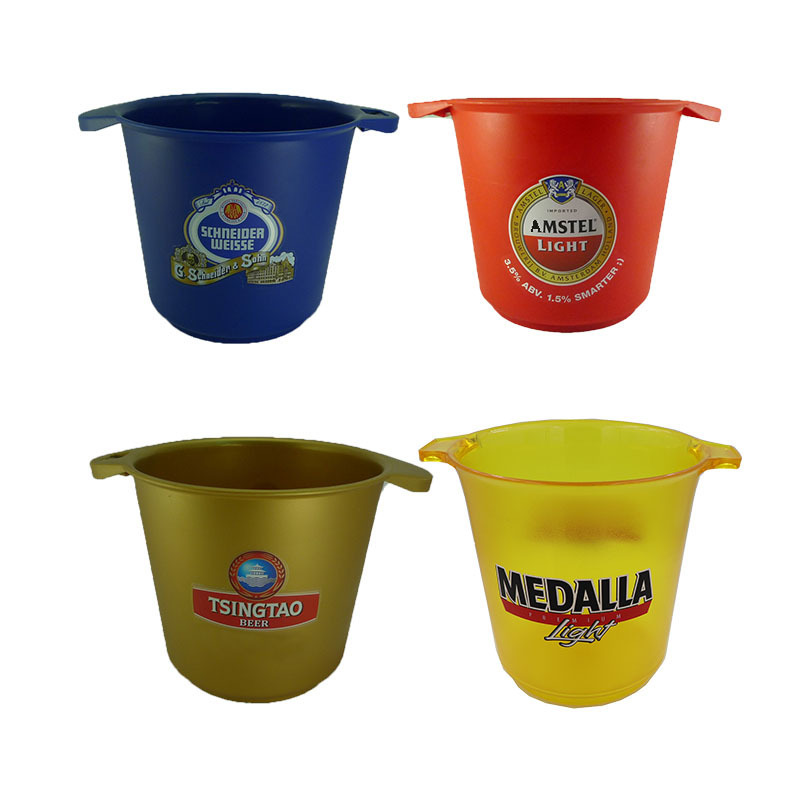 Wholesale Bucket 6 Bottles Beer Champagne Clear Acrylic Drinking Plastic Ice Buckets Coolers