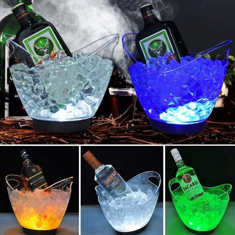 4L  8L  12L  Night Club Wine Bar Outdoor luminous Party LED Light glowing transparent plastic illuminated ice bucket