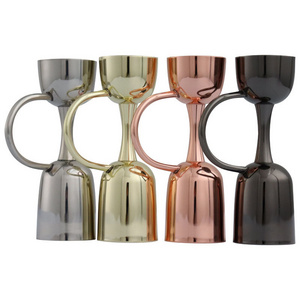 Premium Bartender Tools Stainless Steel Copper black Cocktail Jigger Bar Measuring Cup With Handle