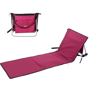 Folding beach lounge chair cushion outdoor portable sand free beach mat chair with backrest