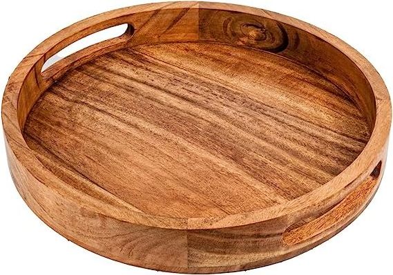 Custom Kichen Serving Wood Bamboo Wooden Rustic Tray Set With Handle Logo