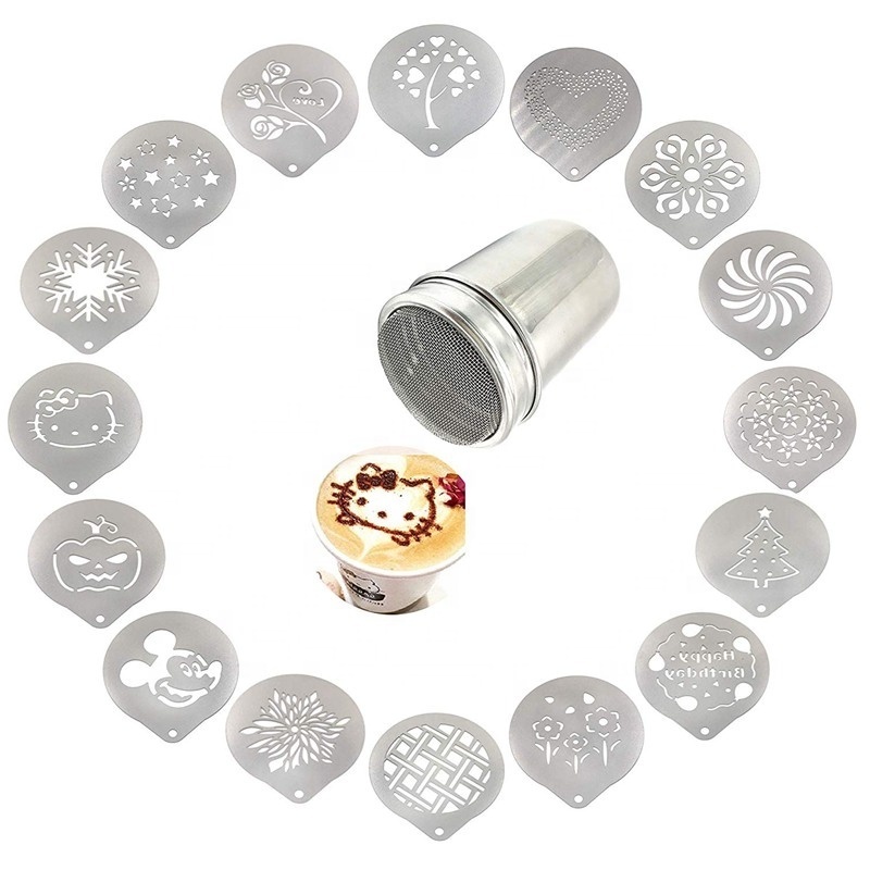 Eco-Friendly 304 Stainless Steel Coffee Templates Barista Stencils