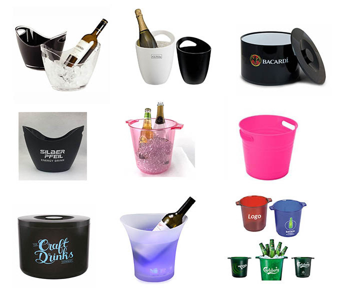 Custom Branding 5L Round Metal Galvanized Ice Bucket with Bottle Opener and Handle Beer Champagne