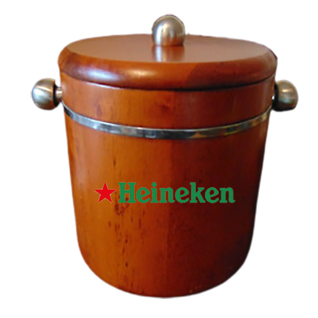 manufactured large Capacity customized branded logo bar beer wooden ice bucket promotion wooden ice bucket