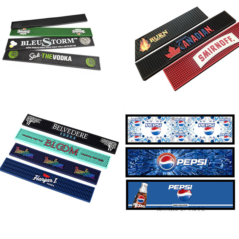 2024 Customized Logo Soft PVC Rubber Custom Bar Mat,Bar Runner Mat for Bar Using