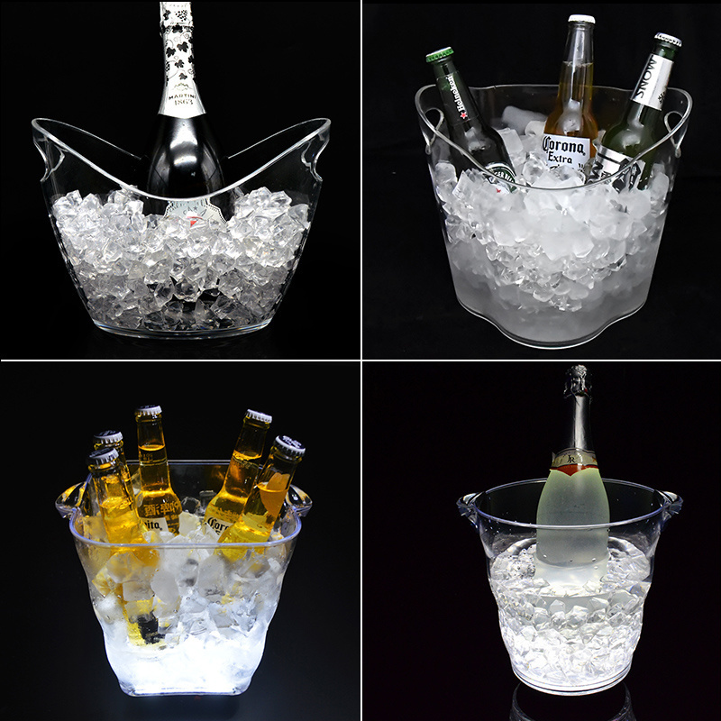 4L  8L  12L  Night Club Wine Bar Outdoor luminous Party LED Light glowing transparent plastic illuminated ice bucket