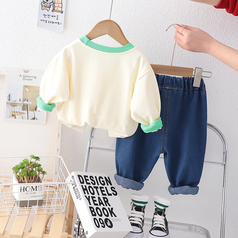 Baby autumn suit 2023 new baby autumn children's rabbit sweater two-piece suit handsome boy's clothing foreign style