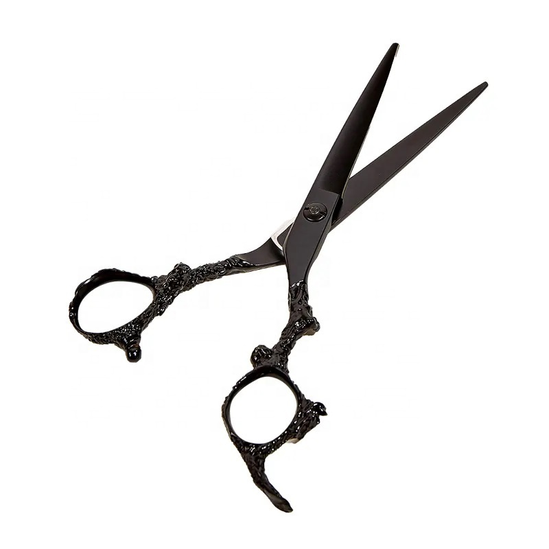 KKZ Black dragon hairdressing scissors barber flat scissors blade sharp haircut Shears Customized LOGO Style Beauty Packaging