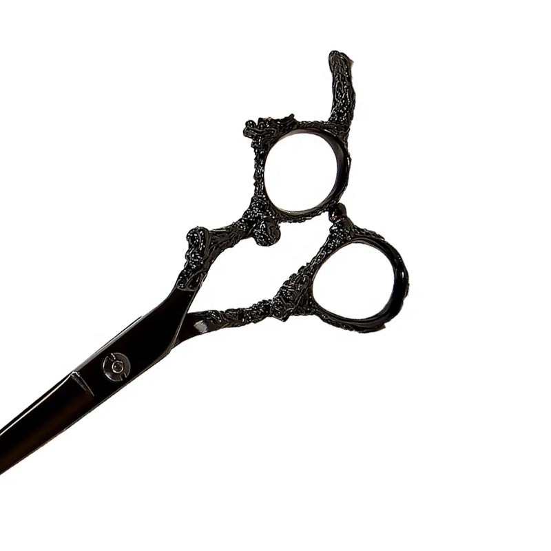 KKZ Black dragon hairdressing scissors barber flat scissors blade sharp haircut Shears Customized LOGO Style Beauty Packaging