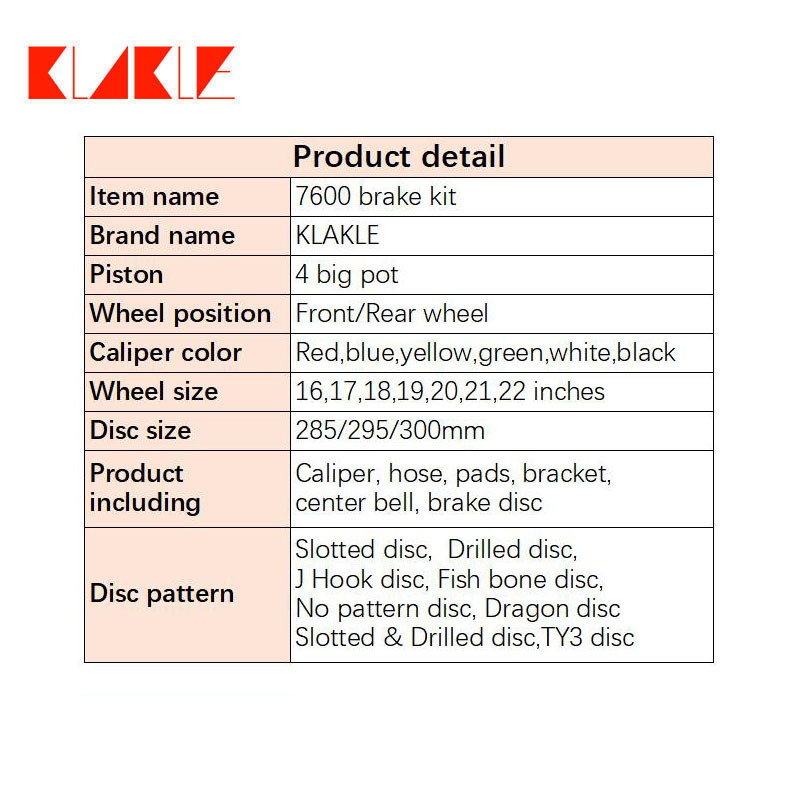 KLAKLE Modified Automobile Brake Caliper 295*24MM Disc For Subaru Impreza Forester Outback WRX STI