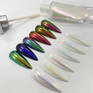 Mirror Effect Private Label Magic Aurora Chrome Nail Pigment Powder Chrome Liquid For Nails