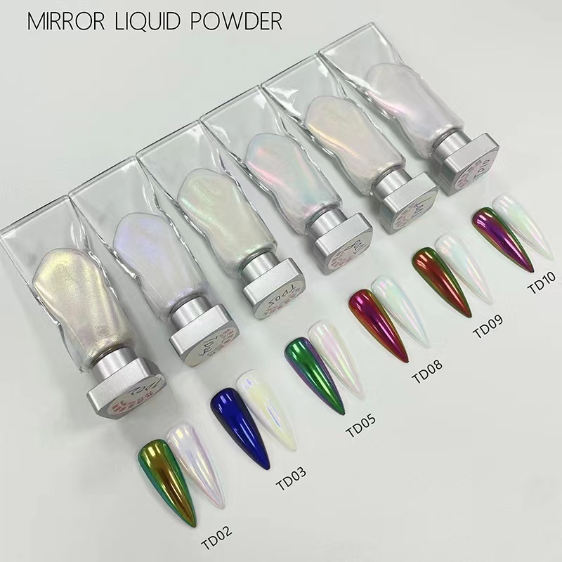 Mirror Effect Private Label Magic Aurora Chrome Nail Pigment Powder Chrome Liquid For Nails