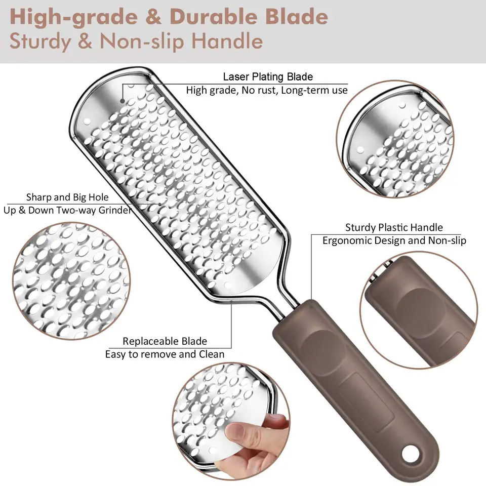 Foot Files Kit Foot Rasp and Double-Sided Heel File Pedicure Tools Callus Remover Stainless Steel