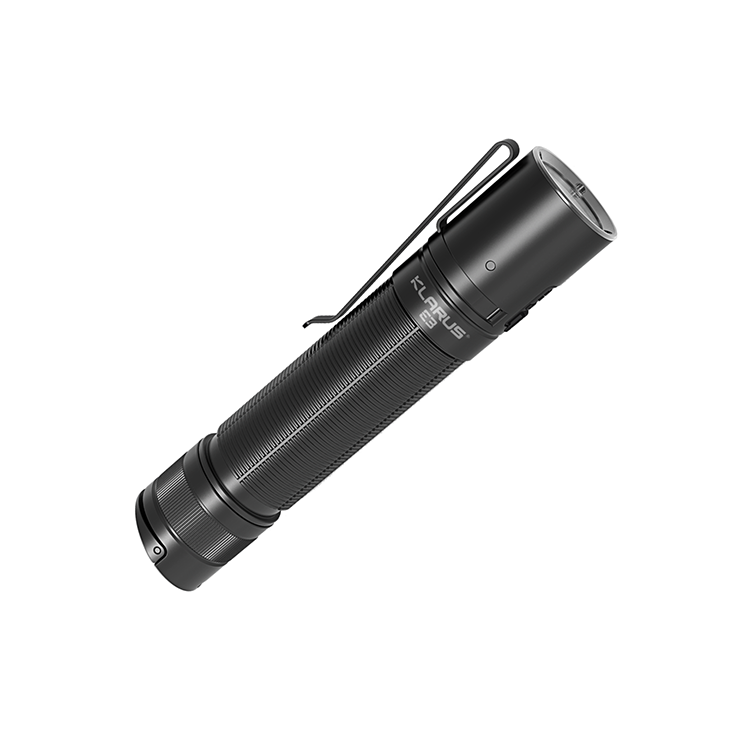 KLARUS E3 2200 Lumens Handheld Flashlight, USB C Rechargeable Dual Tail Switch Tactical Flashlight with 5000mAh 21700 Battery