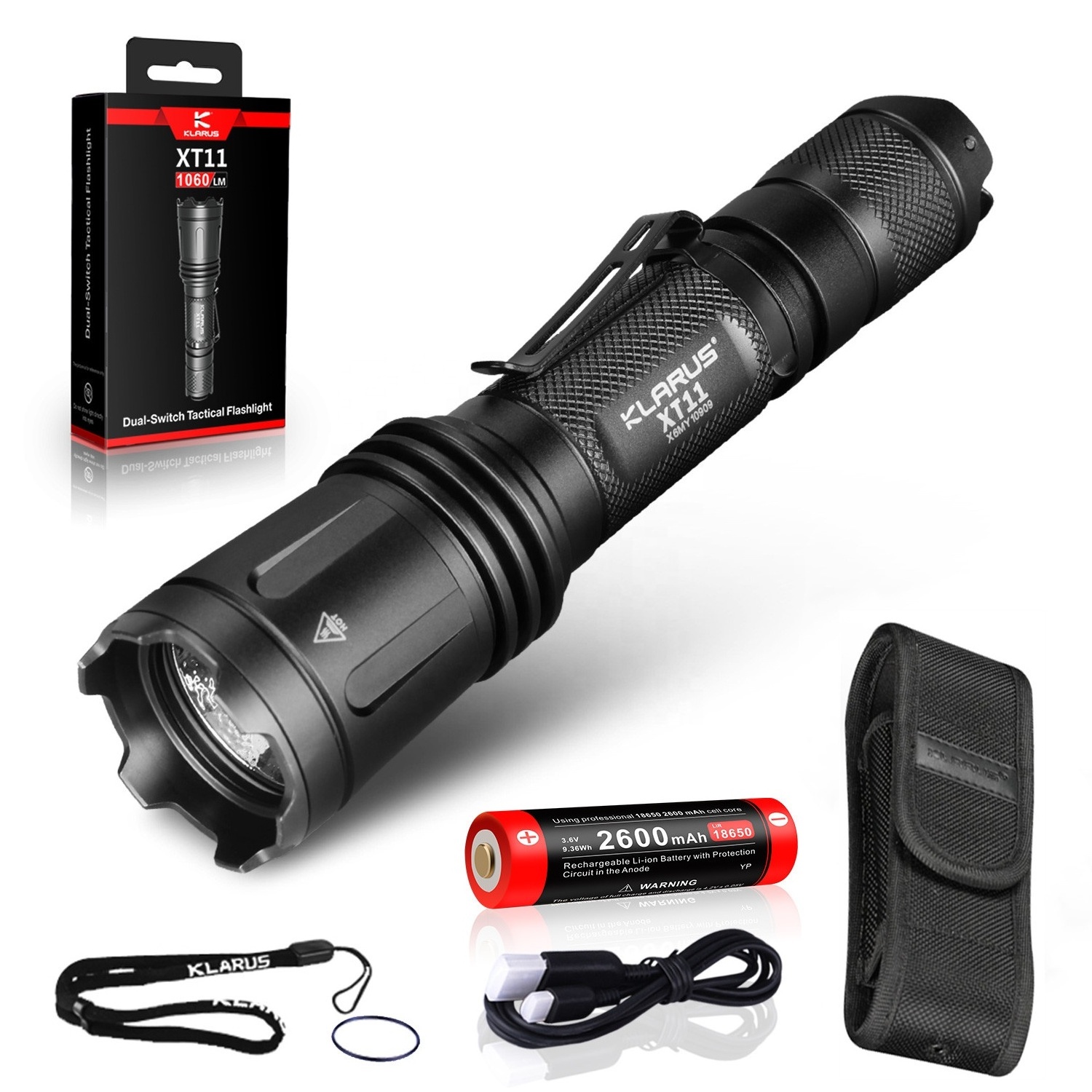 XT11 Tactical Flashlight 1060 Lumens Dual Switch Military Use Self Defense High Power Torch Light