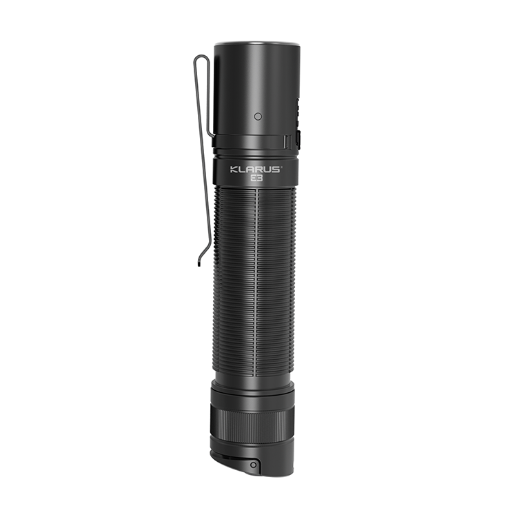 KLARUS E3 2200 Lumens Handheld Flashlight, USB C Rechargeable Dual Tail Switch Tactical Flashlight with 5000mAh 21700 Battery