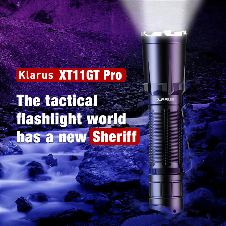 KLARUS XT11GT Pro 2200 Lumens USB C Rechargeable Tactical Flashlight, Instant Reaction Dual Tail Switches