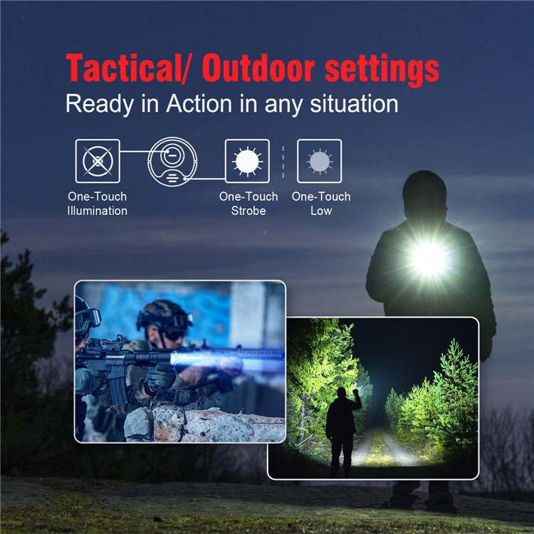 Tactical Flashlight High Lumens Ultra-Bright LED Flashlight Rechargeable Tactical Flashlight for Outdoor, Camping and Emergency