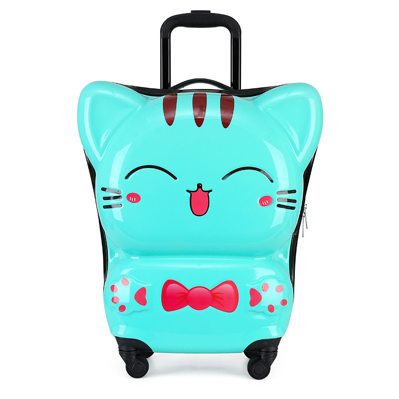 Cartoon Universal Wheel Kids Suitcase 20 Inch Outdoor Suitcase Cute Cat Student Trolley Case