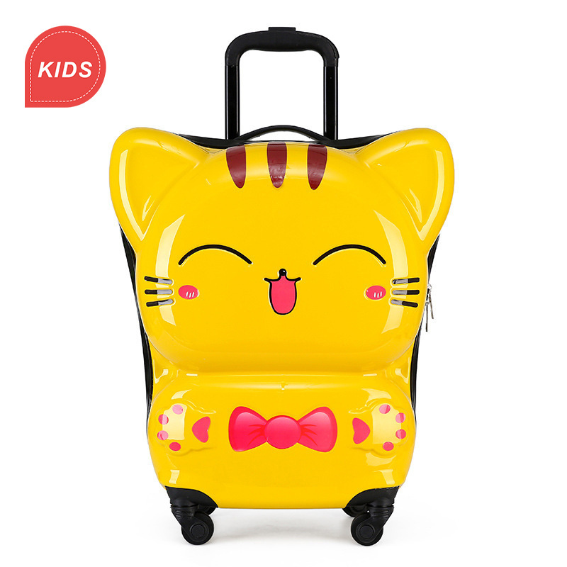 Cartoon Universal Wheel Kids Suitcase 20 Inch Outdoor Suitcase Cute Cat Student Trolley Case