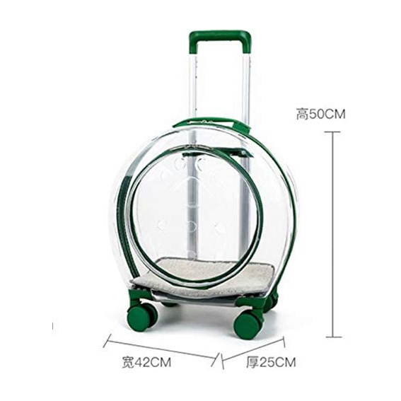 Transparent Capsule Pet bag carrier luggage case transparent trolley case with trolley wheels for cat dog travel hiking outdoor