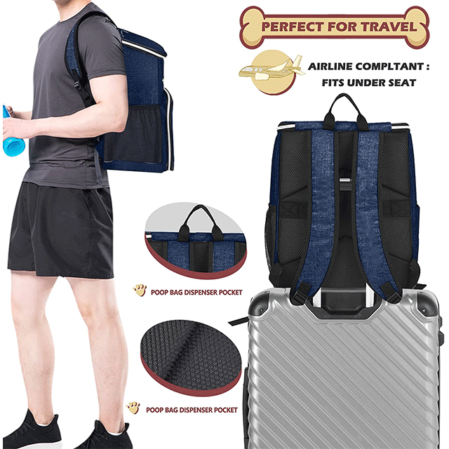 2023 hot sell Dog Travel Backpack with 2 Silicone Collapsible Bowls and 2 Food Baskets  Backpack Dog Travel Bag