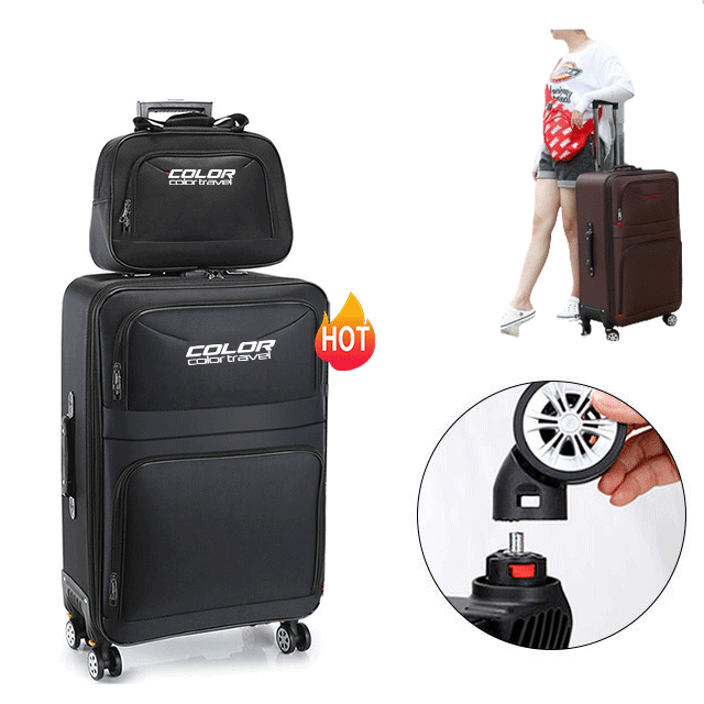 Luggage manufacturer  5 pcs set fabric suitcase with expansion removable 4 spinner wheels hign quality travel luggage bags