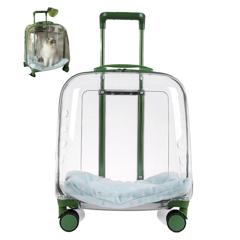 Pet Suitcase for Dogs and Cats Portable Clear Travel Wheeling Suitcase for Cat Dog Carrier Case Pet Carrier