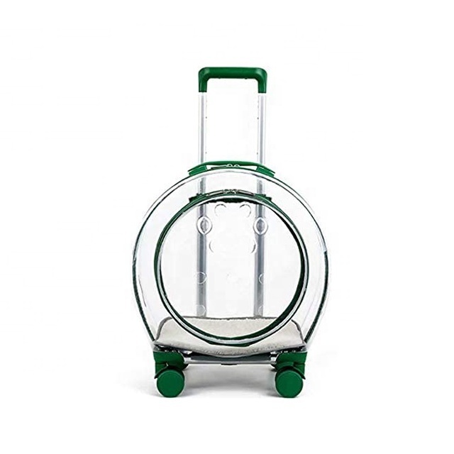 Transparent Capsule Pet bag carrier luggage case transparent trolley case with trolley wheels for cat dog travel hiking outdoor