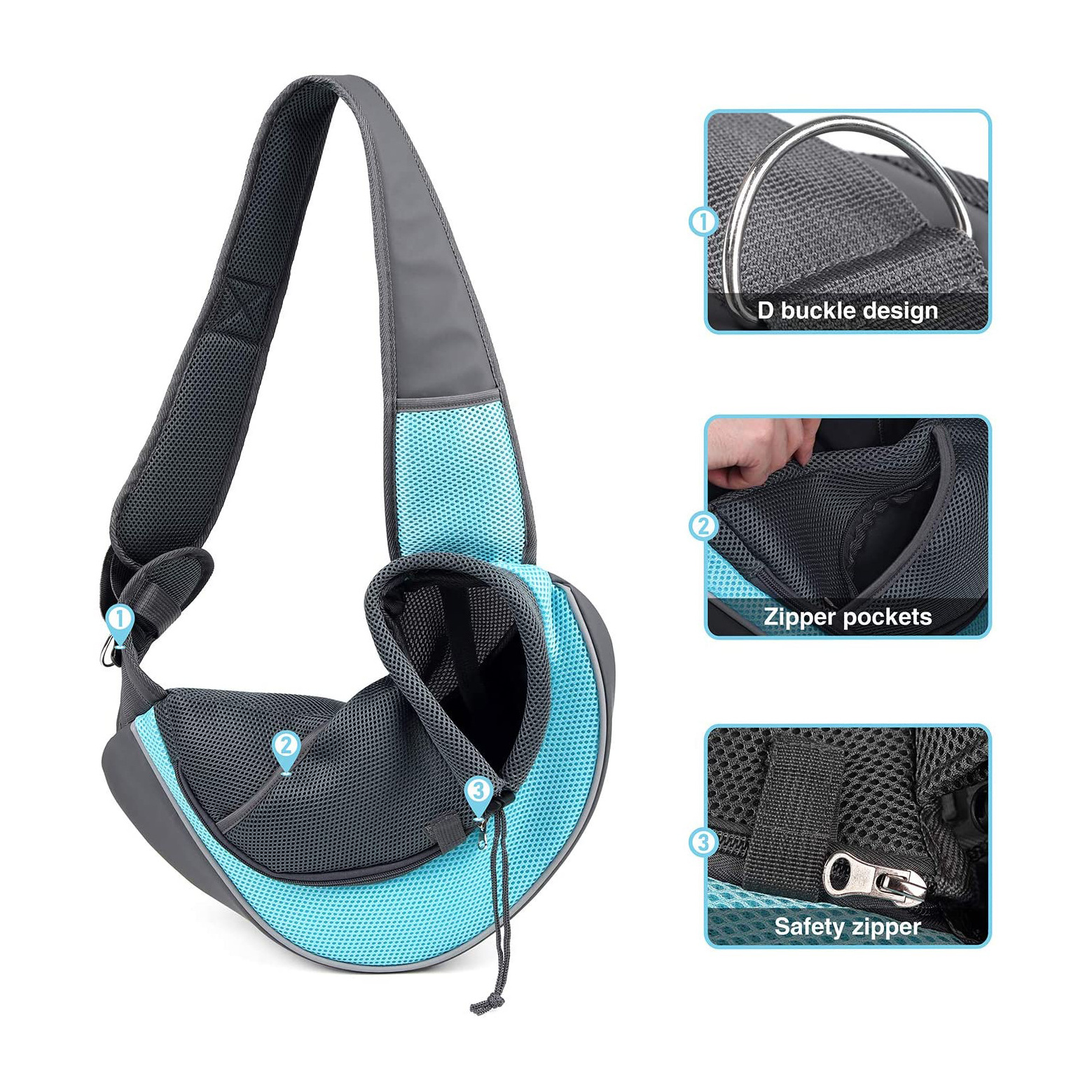 Pet Sling Carrier Adjustable Strap Pet Front Chest Bag Pet Travel Bag For Small Cats Dogs Bunny Outdoor Travel Hiking Camping